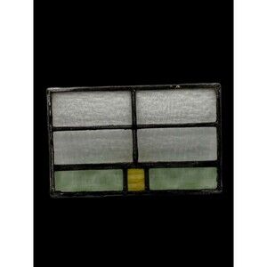 Vintage 1900's -20's Prairie-Style Stained Glass Panel 13 3/4" X 8 3/4"